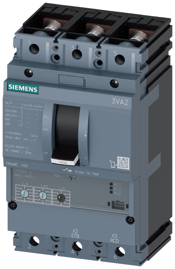 3VA2110 0HL32 0AA0 Siemens MCCB IEC BG160 3P 200KA ETU320 LI 3VA2110 0HL32 0AA0 Siemens MCCB IEC BG160 3P 200KA ETU320 LI